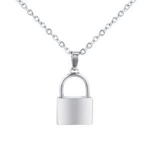 Gold-Plated Stainless Steel Glossy Lock Necklace