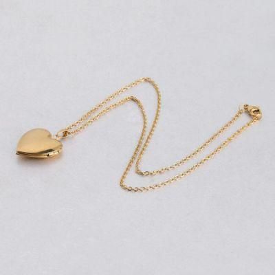 Small Elegant Rose Gold Heart Charm Necklace Locket Jewelry Keepsake Pendant