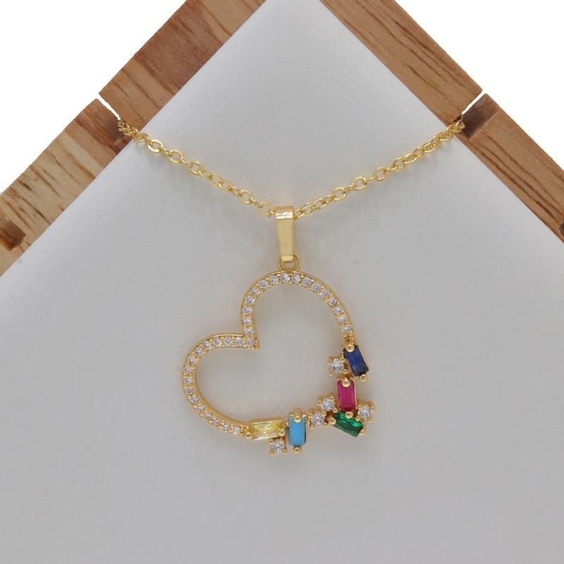 Wholesale Colored Zircon Heart Shape Girls Fashion Jewelry Necklace