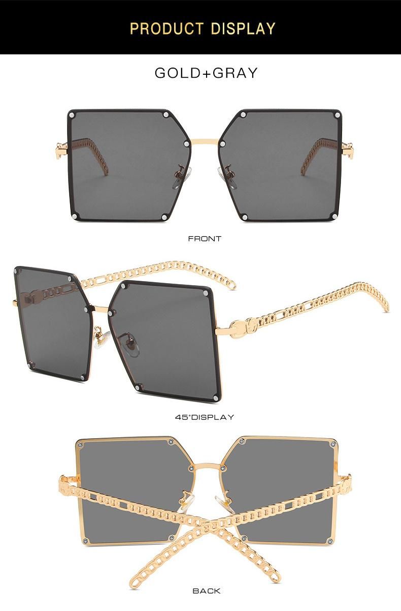 Best Price Latest Western Style Replicas Fashion CE Lentes De Color Women Ladies Promotional Large PC Square Oversized Rimless Frame Sunglasses Sun Glasses