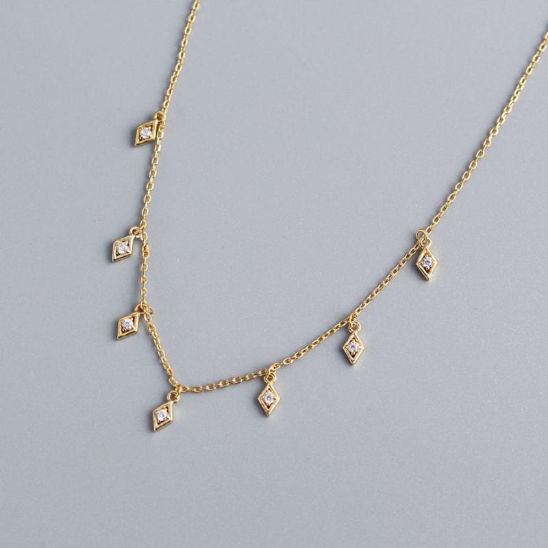 925 Sterling Silver Necklace Diamond Zircon Pendant Clavicle Chain Necklace Women Exquisite Fashion Jewelry