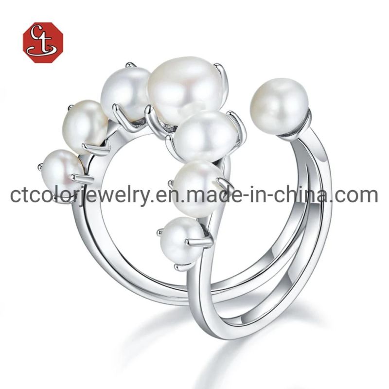 Fashion Jewelry Baroque Pearl Silver or Brass Earring Natural Pearl Earrings Silver Earring with AAA CZ