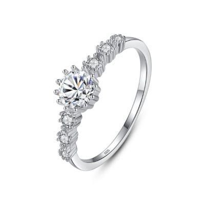 Classical 925 Sterling Silver Ring with White Round CZ
