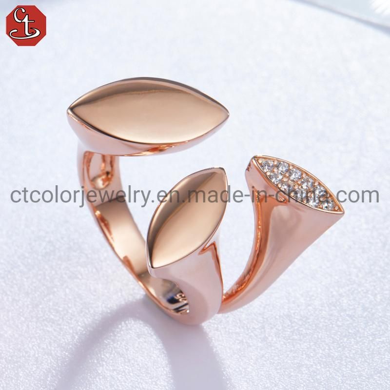 925 Sterling Silver Fashion Jewelry Rose Gold Plated Luxury Ring for Women