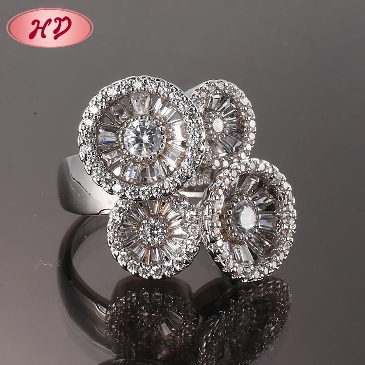 Fashion Women Rhodium Plated Silver Stainless Steel Engagement Wedding Finger Rings Jewelry
