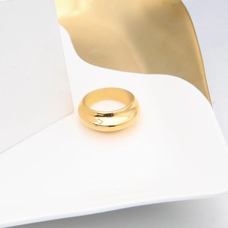 Corrugated Gold Plated Simple Couple Ring for Women and Men Lovers Brass Rings Jewelry Valentine