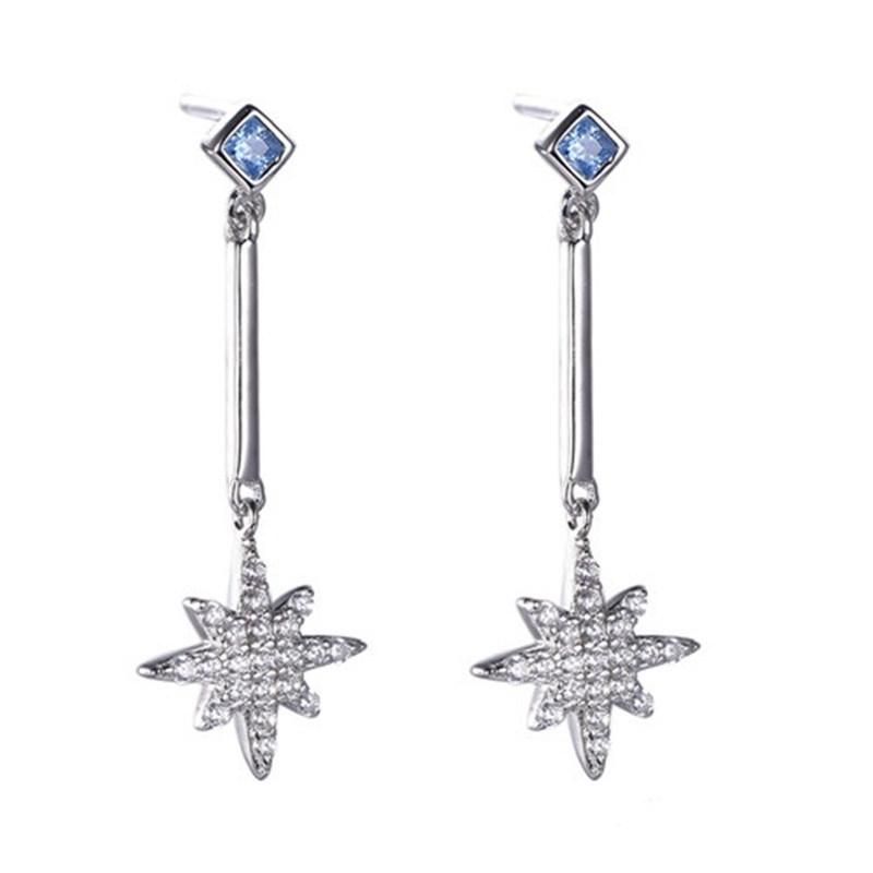 Silver and Brass Star Fashion Drop Earring for Women