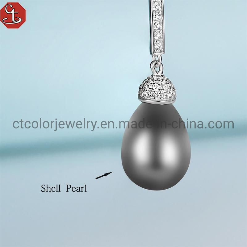 Wholesale jewelry Drop earring 925 silver pearl fashion earrings for women