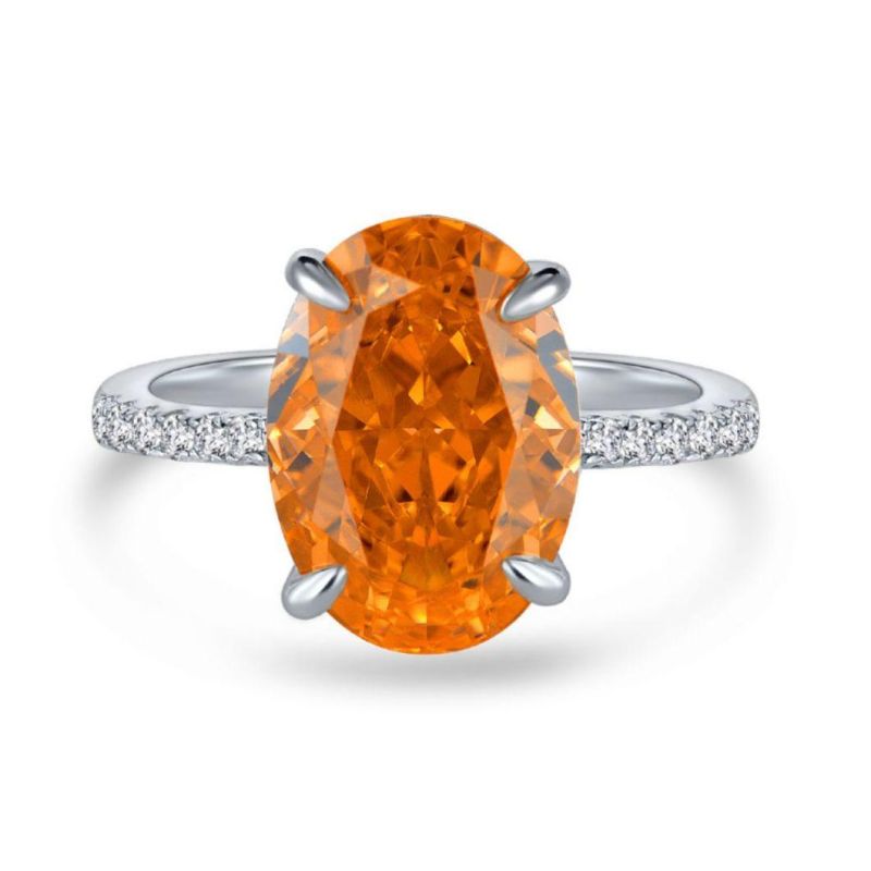 Designer Wholesale Jewelry 9mm*13mm Radiant Cut Oval Pink 5A Zirconia Elegant Engagement 925 Sterling Silver Rings