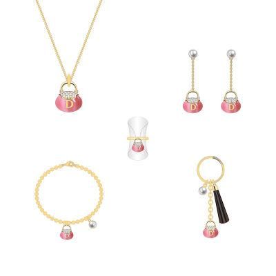 Popular Gold and Red Jewel Arc Pocket Jewelry Set for Girls
