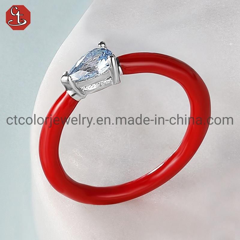 Fashion Rings Sterling 925 Silver Enamel Color Natural stone Rings for Women Finger Jewelry