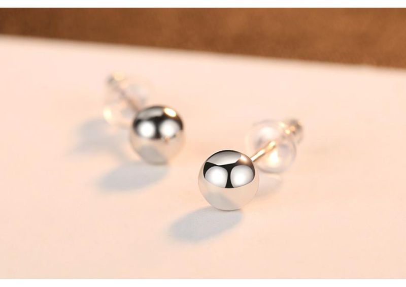 Real Silver Basic Stud Simple Style Women Earrings