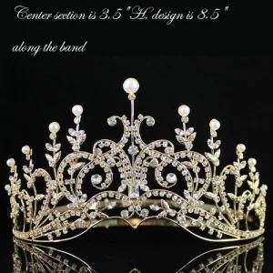 Pageant Rhinestone Faux Pearl Crystal Tiara Crown Bridal Wedding (T1290)