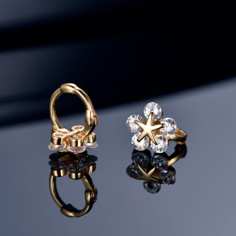 Huggie Flower Earrings 18K Gold 5A Cubic Zirconia Flower Earring 925 Sterling Silver Flower Stud Earring