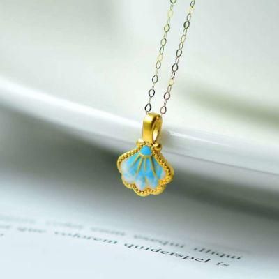 Gorgeous Shell Necklace Gold 999 Shell with 18K Gold Necklace China Donghai Crystal