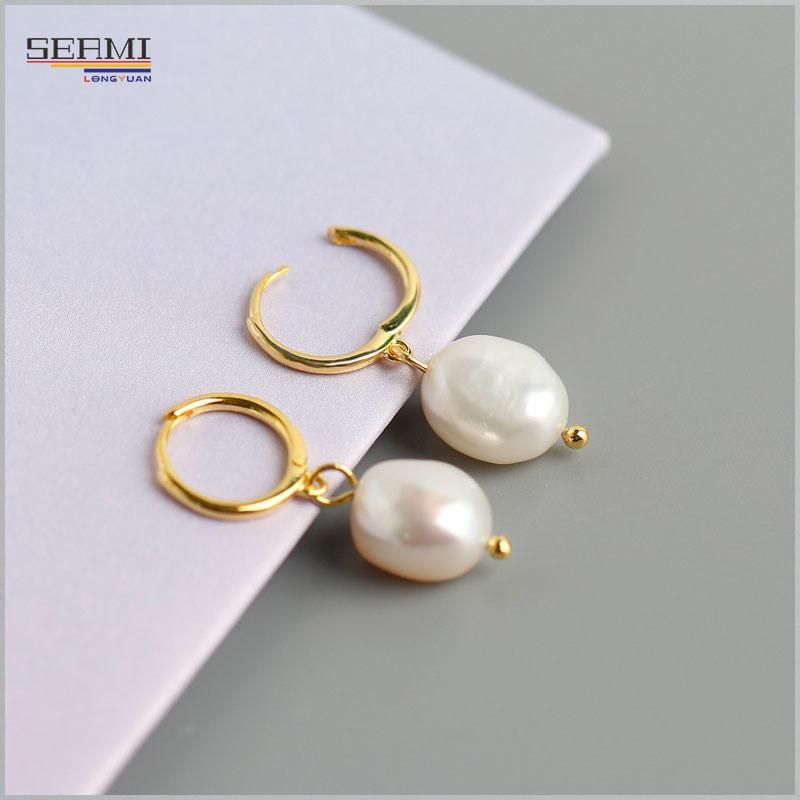 S925 Irregular Freshwater Pearl Stud Earrings