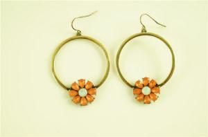 Alloy Hoop with Acrylic Stone Flower Earring