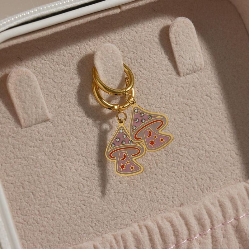 Manufacturer Custom Creative Design Fashion Jewelry High Quality Non Tarnish Drop Earring Gold Plated Girl Cute Mushroom Earring