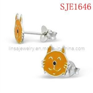 Cat Design Stainless Steel Earrings for Girl (SJE1646)