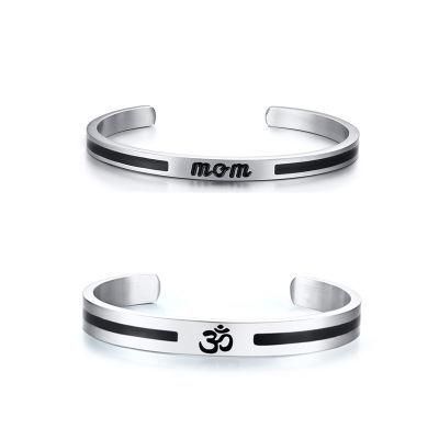 Euramerican Style Titanium Steel Men&prime; S Bracelets Stainless Steel Corrosion Drip Rubber Bracelets Personality Lettering