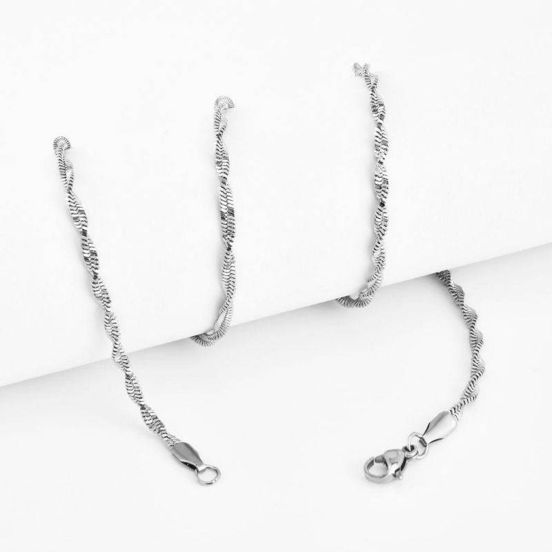 Fashion Jewelry Accessory Necklace Jewelry Stainless Steel Twsited Chain Bracelet Anklet Lady Jewelry Design