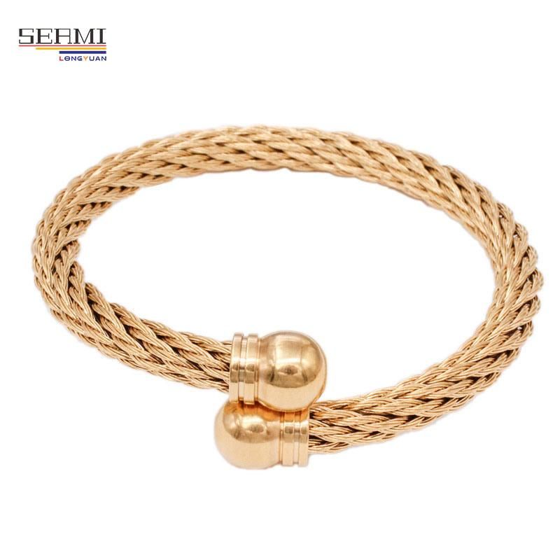 Stainless Steel Titanium Braided Bead Head Opening Adjustable Bracelet