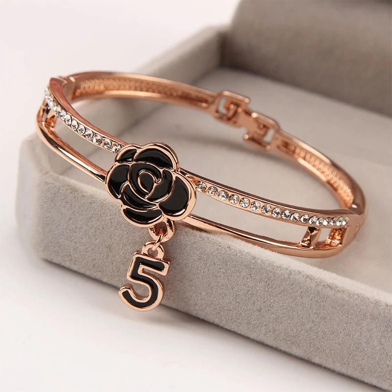 Shine Crystal 5 Letter Bangles Bracelet Fashion Brand Wedding Jewelry