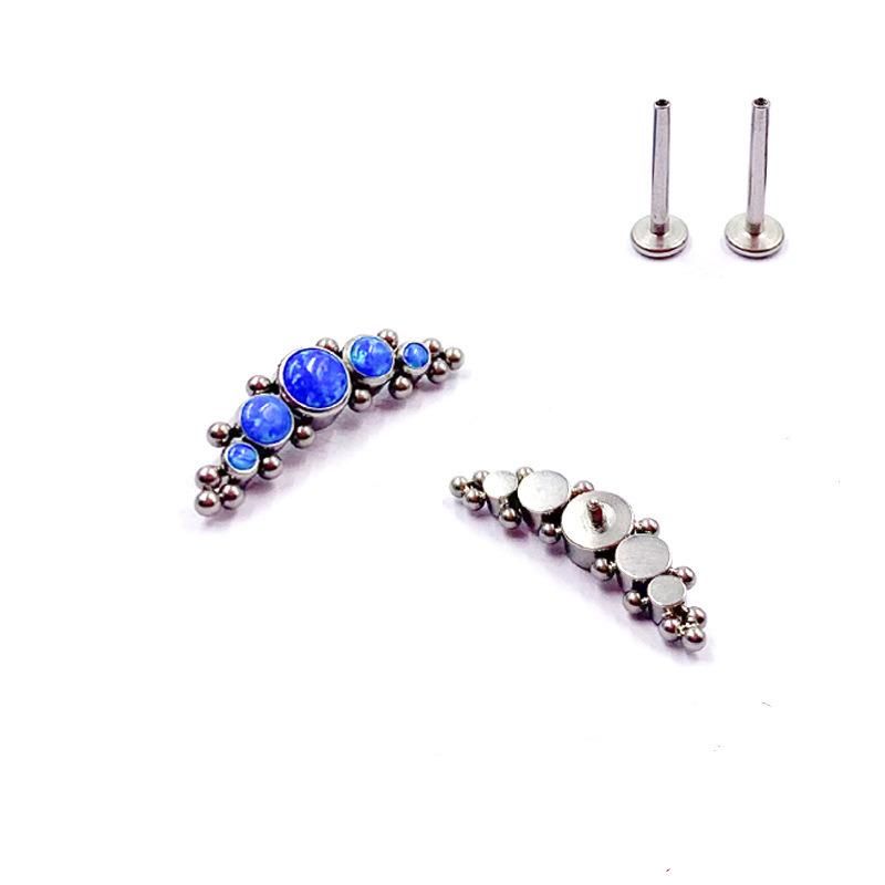 New Opal Internally Threaded Labret Lip Ring Tragus Nail Helix Earring Stud Piercing Jewelry