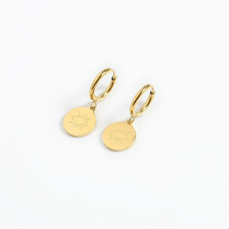 Manufacturer Custom High Quality Jewelry 2022 New Jewelry 18K Gold-Plated Stainless Steel Sun Pattern Earrings Custom