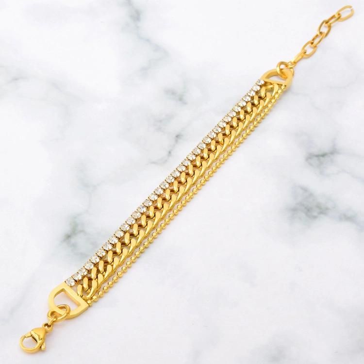 Manufacturer Custom Luxury Bracelet High Quality Non Tarnish Fashion Bracelet 316L Stainless Steel Gold Jewelry