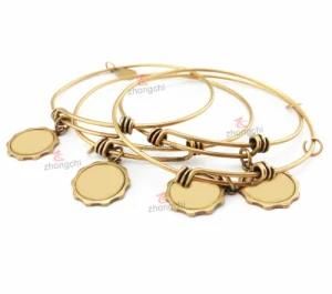 Fashion Adjustable Wire Charm Brass Bangle Bracelet (AWB50805)