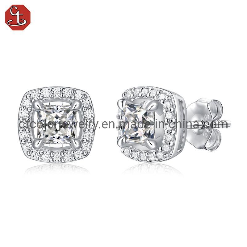 Fashion Accessories Moissanite square earrings diamond-like cluster setting earrings for women