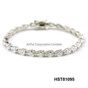 Fashion Jewelry Bracelet Rhodium Plating with Pear Stone