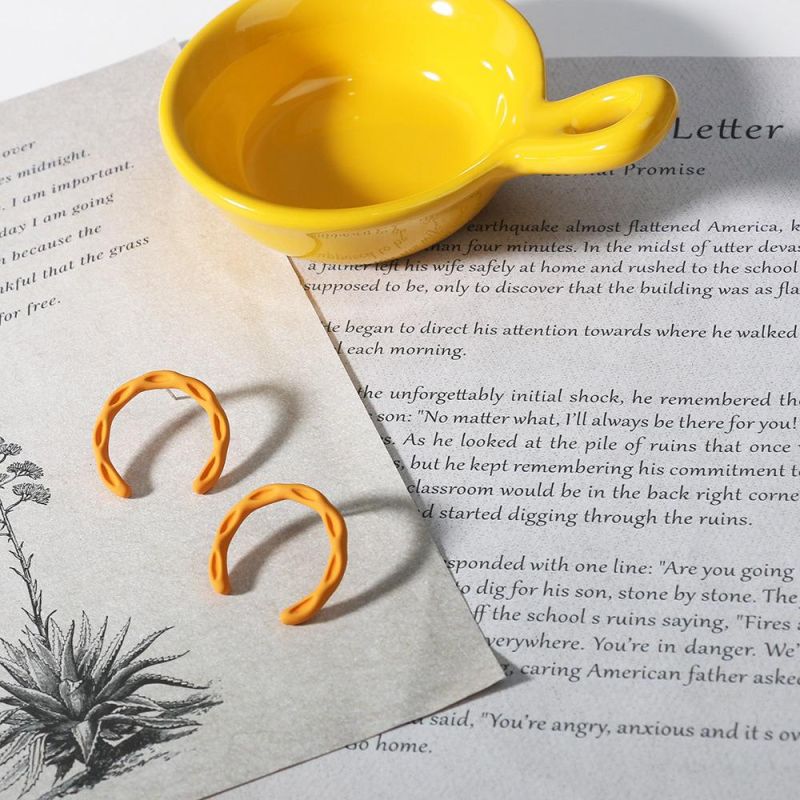 S925 Silver Needle Geometric Earrings New Yellow Simple Trend Earrings