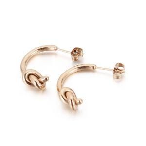 Circle Knotted Gold-Plated Stainless Steel Earrings Stud