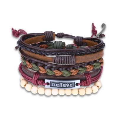 Fashion Hand Made Rope and Leather Bracelet Jewelry