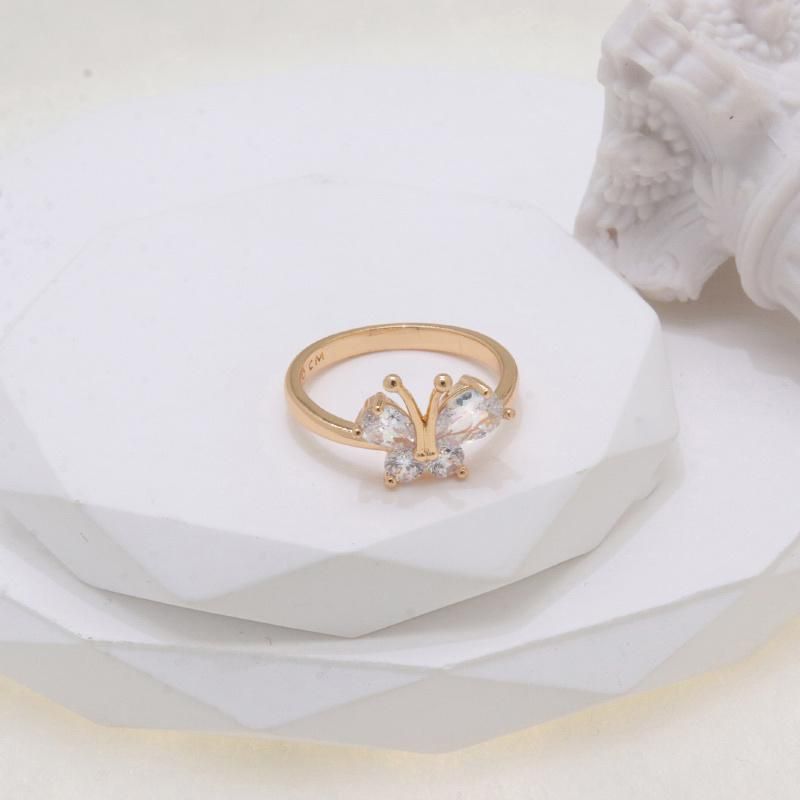 Fashion Design Butterfly Ring Zircon Jewelry Brass Gold Plated Ring