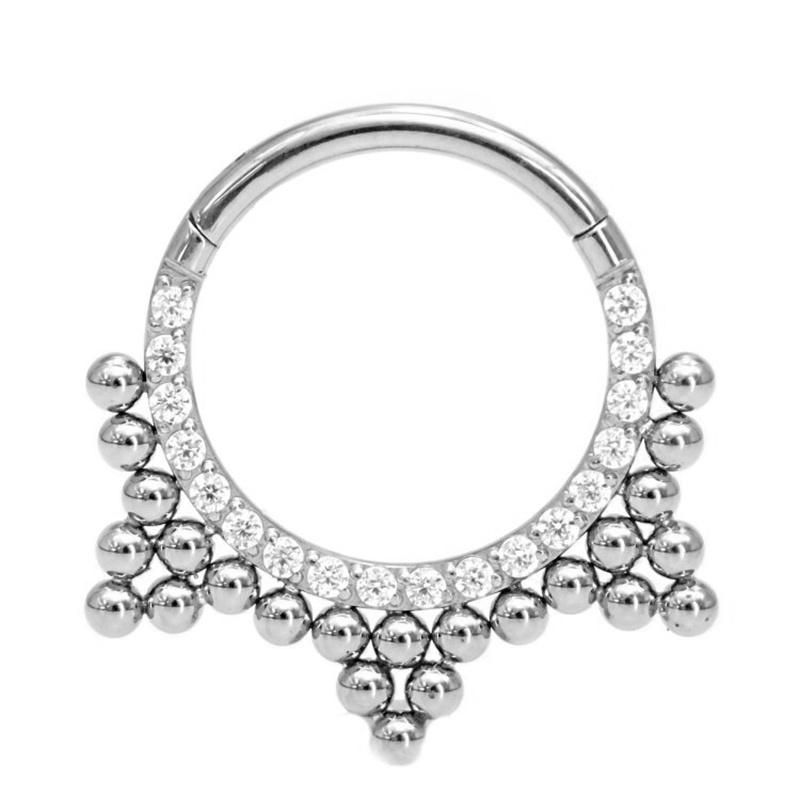 Eternal Metal 16g ASTM F136 Titanium Bead Ball CNC Set CZ Hinged Segment Ring Body Piercing Jewelry