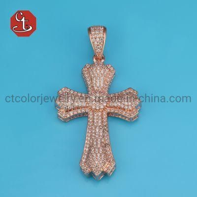 Hot Sale Jewelry Cross Pendants Rose Gold Plated Silver Pendant or Necklace