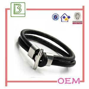 Silver Bangles Models with Double Strands Leather