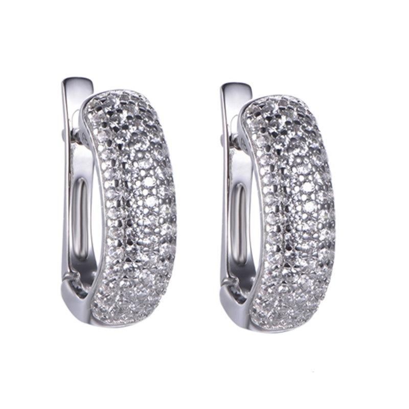 925 Silver Elegant CZ Hoop Earring with Gold Plating
