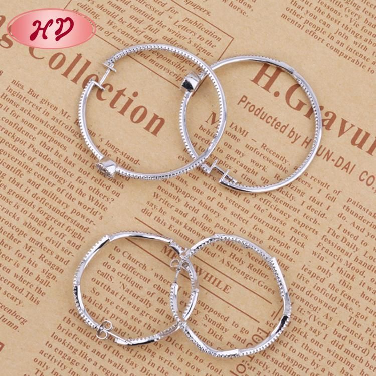 Costume Fashion Jewelry Sliver Brass Hoop Earrings