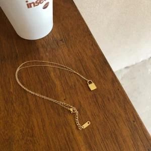 18K Gold Plated Stainless Steel North Star Padlock Lock Pendant Necklace