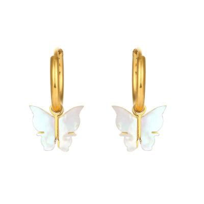 Manufacturer Custom Fashion Jewelry High Quality Waterproof Never Fade Gold Plated Jewelry Wholesale Stainless Steel Butterfly Earring