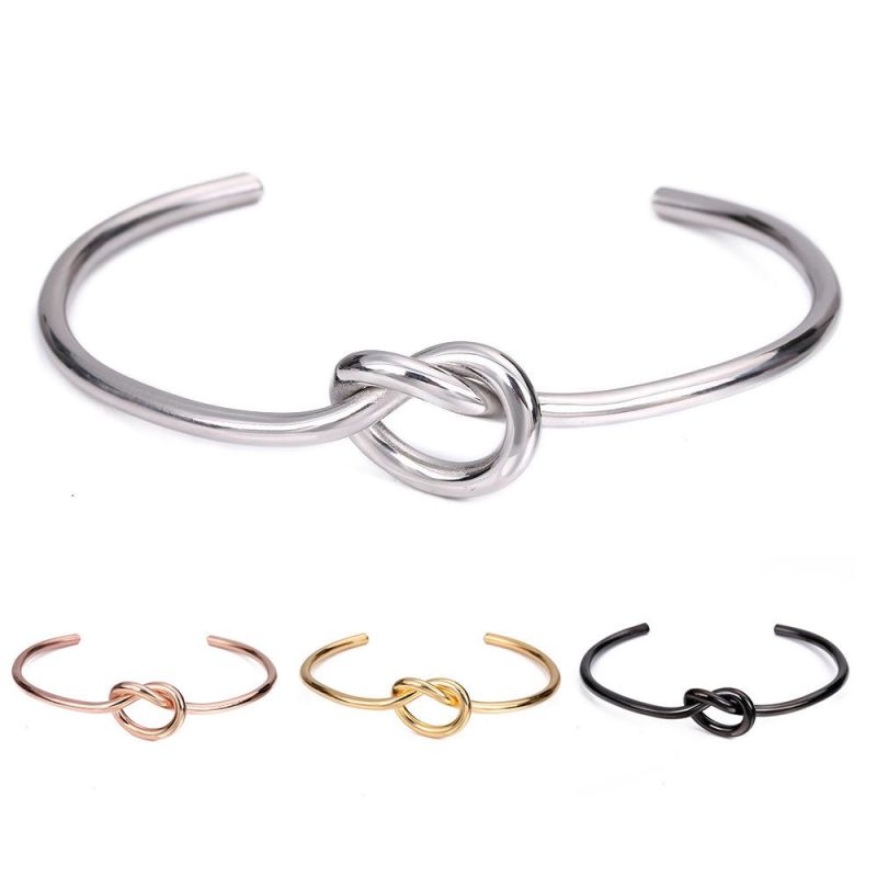 Fashion Couple Knotted Bracelet Titanium Steel Heart Opening Bracelet