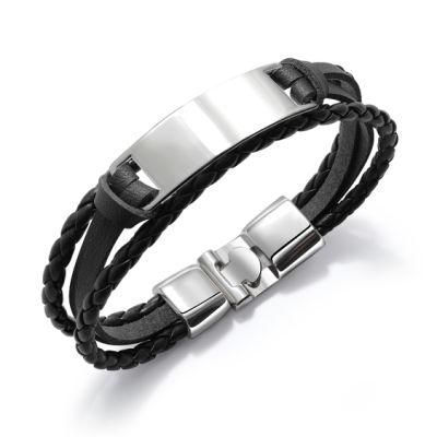 New Fashion Weave Genuine Leather Bracelets for Men Charm Couple Wristband Bracelets Bangles Jewelry Pulsera