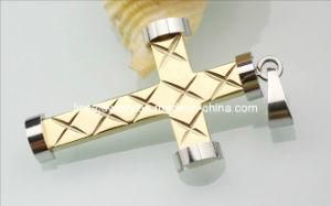 Fashion Christian Gold Stainless Steel Cross Pendant Jewelry (SJN234)