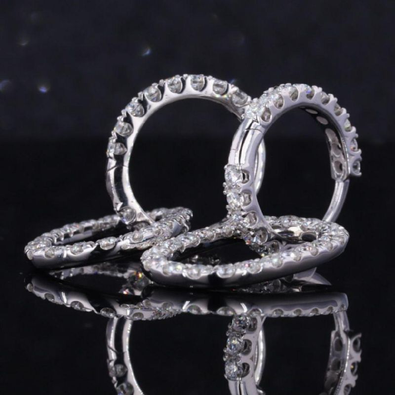 Elegant Style Gemstone Round Shape Moissanite 925 Sterling Silver Chunky Earrings