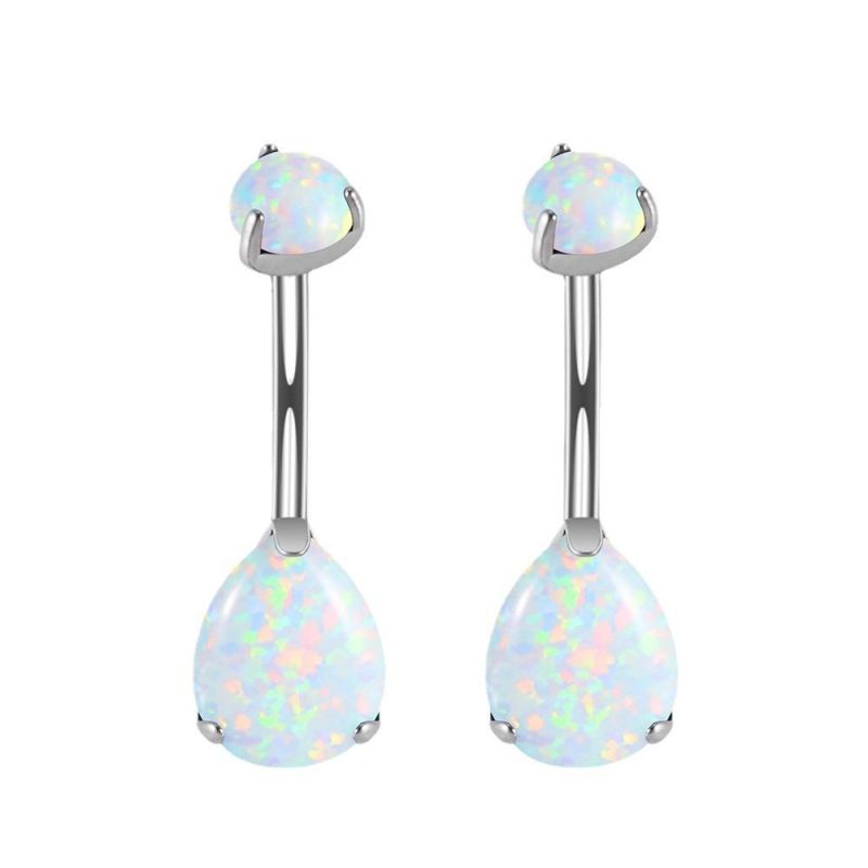 Belly Button Rings Titanium 14G Belly Ring Opal or Zirconia Navel Piercings Jewelry Waterdrop Shape
