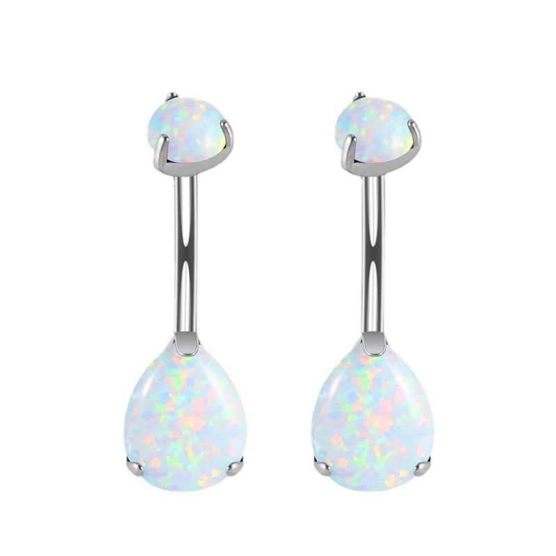 Belly Button Rings Titanium 14G Belly Ring Opal or Zirconia Navel Piercings Jewelry Waterdrop Shape